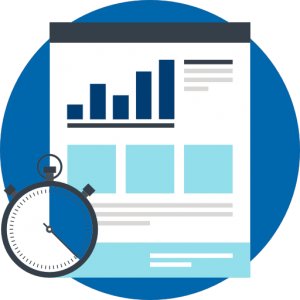 Black, white and light blue document of a graph and data on a page. The picture is on a circular blue background.